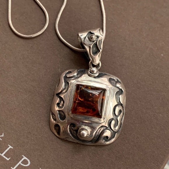 SILPADA Sterling Silver Amber pendant necklace - Picture 4 of 13